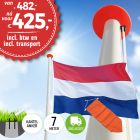 Aanbieding polyester vlaggenmast 7 meter inclusief NL vlag en oranje wimpel en inclusief transport. 