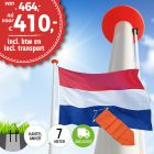 Aanbieding polyester vlaggenmast 7 meter inclusief NL vlag en oranje wimpel en inclusief transport. Nu met gratis NL wimpel!