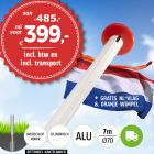Aanbieding aluminium vlaggenmast 7 meter Ø70mm met overschuifkoker inclusief NL vlag en oranje wimpel en inclusief transport. 