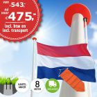 Aanbieding polyester vlaggenmast 8 meter inclusief NL vlag en oranje wimpel en inclusief transport. 