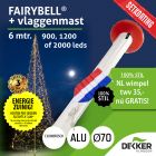 Fairybell 6 meter (900, 1200 of 2000 leds) met Aluminium Vlaggenmast 6 meter Ø70mm - met setkorting!