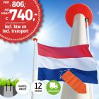 Aanbieding polyester vlaggenmast 12 meter inclusief NL vlag en oranje wimpel en inclusief transport. 