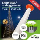 Fairybell 7 meter 1500 leds warm white met Polyester Vlaggenmast 7 meter - met setkorting!