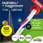 Fairybell 7 meter 1500 leds warm white met Aluminium Vlaggenmast 7 meter Ø70mm - met setkorting!