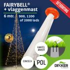 Fairybell 6 meter (900, 1200 of 2000 leds) met Polyester Vlaggenmast 6 meter - met setkorting!
