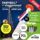 Fairybell 10 meter 4000 leds met Polyester Vlaggenmast 10 meter - nu met gratis wimpel en setkorting!