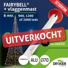 Fairybell 6 meter (900, 1200 of 2000 leds) met Aluminium Vlaggenmast 6 meter Ø70mm - met setkorting!