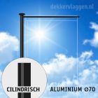 Aluminium baniermast met roterende uithouder 6 of 7 meter Ø 70mm ZWART RAL 9005