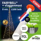 Fairybell 8 meter 1500 leds met Polyester Vlaggenmast 8 meter - met gratis wimpel en setkorting!