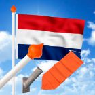 Gevelstokset compleet incl. stok, houder, Nederlandse vlag en oranje wimpel