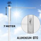 BUDGET HIJSBARE aluminium baniermast 7 meter Ø70mm (zwart, wit of anode)