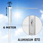 BUDGET HIJSBARE aluminium baniermast 6 meter Ø70mm (zwart, wit of anode)