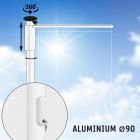 Easylift: Hijsbare aluminium baniermast met roterende uithouder 6,7 of 8 meter Ø 90mm met gratis banier!