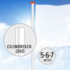 Aluminium vlaggenmast 5, 6 of 7 meter Ø 60mm. Nu met gratis NL wimpel!