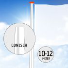 Polyester vlaggenmast 10 of 12 meter conisch met gratis NL wimpel!