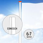Polyester vlaggenmast 6 of 7 meter conisch 
