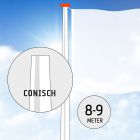 Polyester vlaggenmast 8 of 9 meter conisch met gratis NL wimpel!