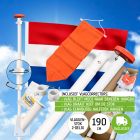 Vlaggenstokset compleet (2-delige stok 190cm, houder, NL vlag, oranje wimpel en vlagcorrector)