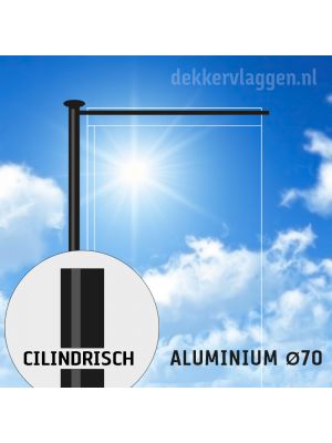 Aluminium baniermast met roterende uithouder 6 of 7 meter Ø 70mm ZWART RAL 9005