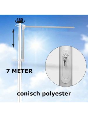 BUDGET HIJSBARE polyester baniermast 7 meter conisch