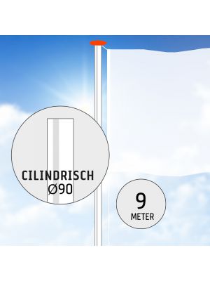 Aluminium vlaggenmast 9 meter Ø 90mm. Nu met gratis NL wimpel!