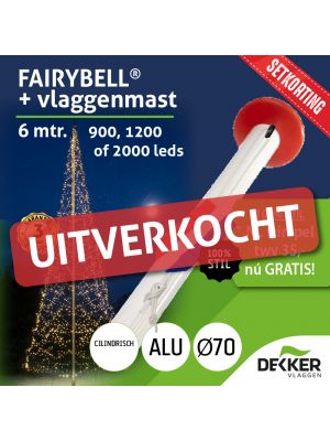 Fairybell 6 meter (900, 1200 of 2000 leds) met Aluminium Vlaggenmast 6 meter Ø70mm - met setkorting!