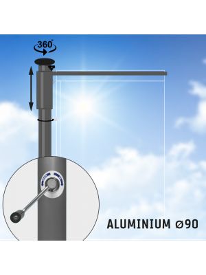Easylift ANTRACIET: Hijsbare aluminium baniermast 6,7 of 8 meter Ø 90mm met RVS-liersysteem