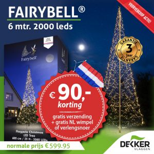 Fairybell 6 meter 2000 Led warm white: gratis verlengsnoer+gratis transporttas 