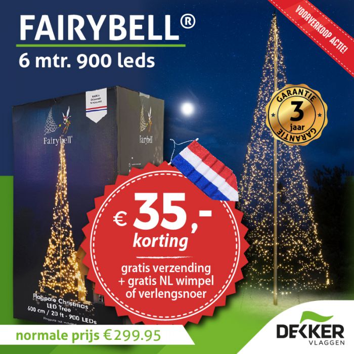 wol Articulatie Notitie Fairybell kerstboom 6 meter 900 Led - Dekker Vlaggen