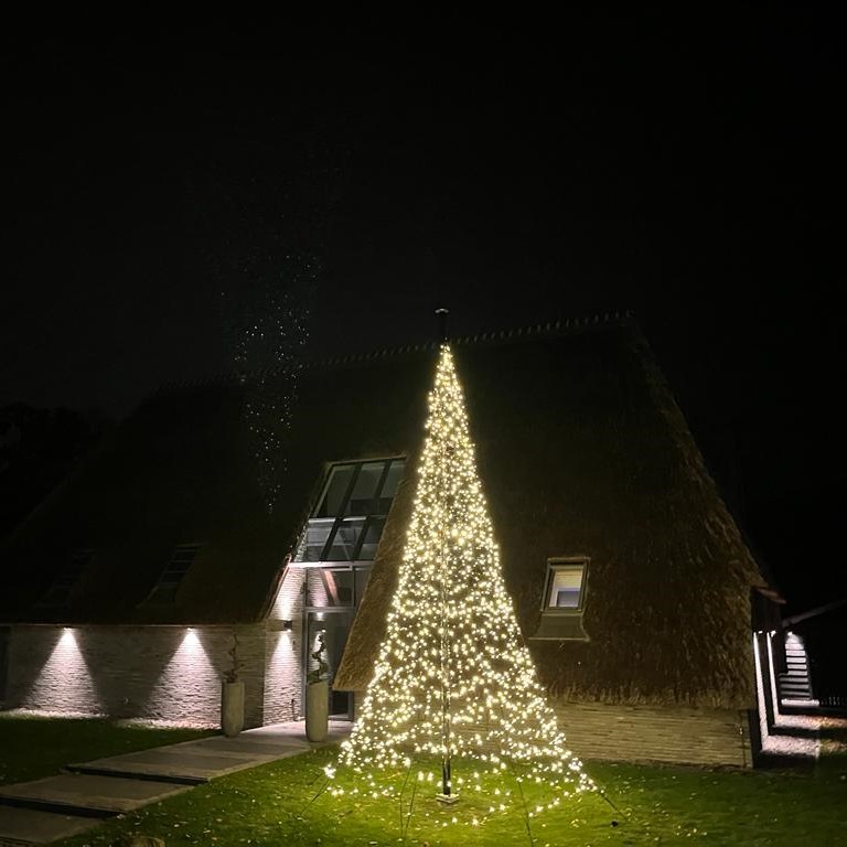 6 meter 2000 leds met zwarte vlaggenmast aluminium met kantelanker